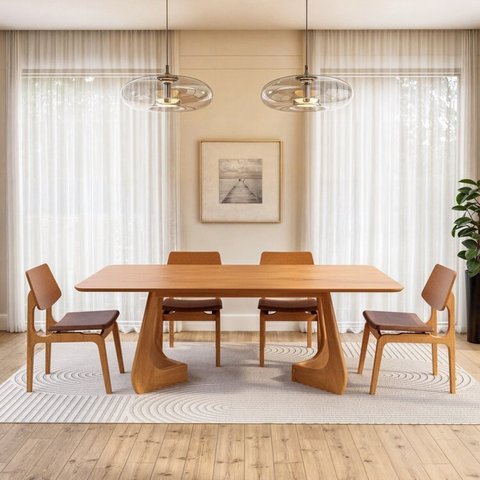 Kit Mesa de Jantar Paineira 210cm e 4 Cadeiras Jandaia CabeCasa MadeiraOriginals