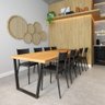 Conjunto Mesa Madeira Maciça Lanna 2,20m Ferragem Preta com 8 Cadeiras Tramontina Preta - 1