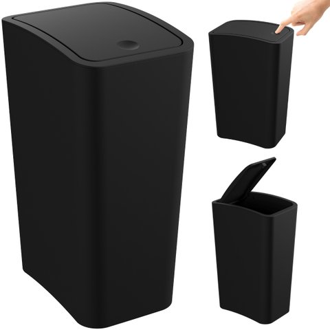 Lixeira Cesto de Lixo 8l com Tampa Click Retangular Banheiro Cozinha | Astra - Preto