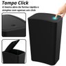 Lixeira Cesto de Lixo 8l com Tampa Click Retangular Banheiro Cozinha | Astra - Preto - 3