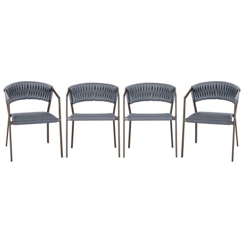 4 Cadeiras Atenas Tricô Náutico e Alumínio com Proteção Uv para Varanda, Cozinha, Área, Jardim - Pin
