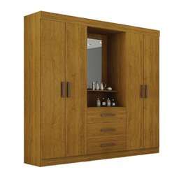 Guarda Roupa Solteiro com Espelho 4 Portas 3 Gavetas - Belém-Freijó - Leifer Móveis - 1