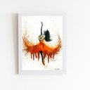 Ver imagem 1 de Mulher Vestido Laranja Arte Quadro Moldura Branca 60x40cm