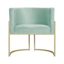 Ver imagem 1 de Poltrona Decorativa Dourada Base de Metalon 7decormoveis Veludo Acqua