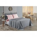 Ver imagem 4 de Jogo de Cama Casal Viúva Nobre 4 Peças Malha 100% Algodão - Cinza / Rosa