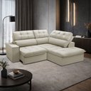 Ver imagem 3 de Sofá 3 Lugares Retrátil Reclinável Chaise Direito 243cm Solin F04 Veludo Bege - Lyam Decor