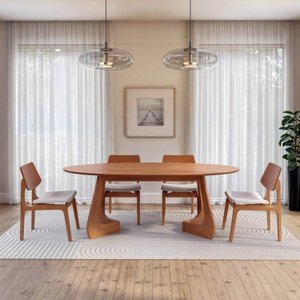 Kit Mesa de Jantar Oval Paineira 210cm e 4 Cadeiras Jandaia Cabecasa Madeiramadeira