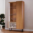 Ver imagem 1 de Cristaleira Porta de Vidro 92cm Orgânica Pé Metal Sindy Nature Z56 - Mpozenato