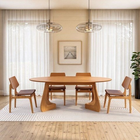 Kit Mesa de Jantar Oval Paineira 210cm 4 Cadeiras Jandaia CabeCasa MadeiraOriginals Madeiramadeira m