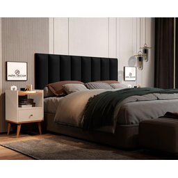Cabeceira De Cama Box Módulo Estofado 60x20 - Corino Preto - 1
