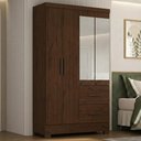 Ver imagem 2 de Guarda Roupa Solteiro 4 Portas com Espelho Primor 121x209 cm Jacaranda Zanz