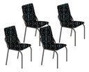 Ver imagem 1 de Kit 4 Cadeiras Malibu Corino Preto Lirio Tubo Preto Fosco