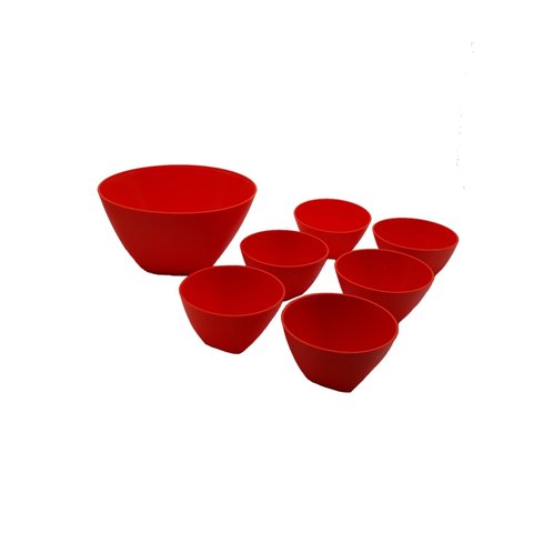 Conjunto de Bowls Sobremesa Tigela Saladeira Pote 7 Peças Vermelho Dehaus