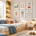 Ver imagem 4 de Kit 6 Quadros Infantil Carros Quarto Bebê 40x60 Moldura Madeira NO2