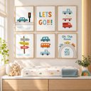Ver imagem 3 de Kit 6 Quadros Infantil Carros Quarto Bebê 40x60 Moldura Madeira NO2