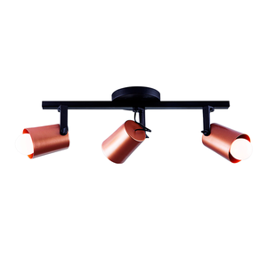 Luminária de Teto Spot Trilho Direcionável Fokus 3 Lâmpadas E27 Moderno Bivolt Cobre