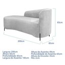 Ver imagem 6 de Divã Recamier Orgânico França 200cm Lado Esq Pés Metal Preto Bouclé Branco