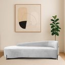 Ver imagem 1 de Divã Recamier Orgânico França 200cm Lado Esq Pés Metal Preto Bouclé Branco