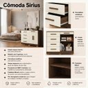 Ver imagem 2 de Cômoda Sapateira 5 Gavetas 2 Portas Multiuso Móvel Quarto Imbuia Champanhe