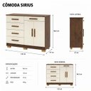 Ver imagem 3 de Cômoda Sapateira 5 Gavetas 2 Portas Multiuso Móvel Quarto Imbuia Champanhe