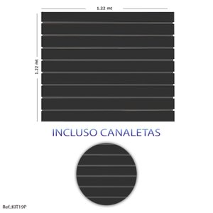 Painel Canaletado Preto - 1,22 x 1,22 + Canaletas Pretas