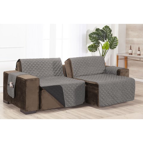 Protetor Matelado Sofá Retrátil Assento 2,40m Cinza/Preto