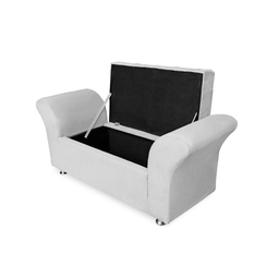 Conjunto Cabeceira Geovana e Recamier Veneza Baú Casal 140 Cm Suede Branco - Incasa Decor - 4