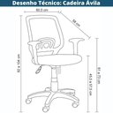 Ver imagem 2 de Cadeira Giratória Ávila Rivatti Tela Mesh Estrutura Polipropileno Base Rodízio Nylon