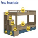 Ver imagem 3 de Treliche Infantil com Escada, Nichos e Gavetas Bi005 Infanto Aveiro Oak Azul Secreto Completa Móveis