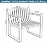 Conjunto 2 Poltronas, 1 Sofá 2 Lug e 2 Mesas Área Externa Verte Eco Rivatti Fibra Polipropileno P - 3