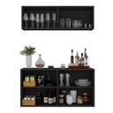 Ver imagem 4 de Kit Bar Armário Aéreo e Aparador 4 Portas Multimóveis Mp1075 Preto