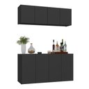 Ver imagem 1 de Kit Bar Armário Aéreo e Aparador 4 Portas Multimóveis Mp1075 Preto