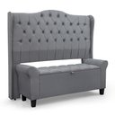 Ver imagem 3 de Conjunto Cabeceira Box com Recamier Divã para Cama Casal 1.40 Dubai Pávia Cinza - Lh Móveis