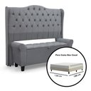 Ver imagem 6 de Conjunto Cabeceira Box com Recamier Divã para Cama Casal 1.40 Dubai Pávia Cinza - Lh Móveis