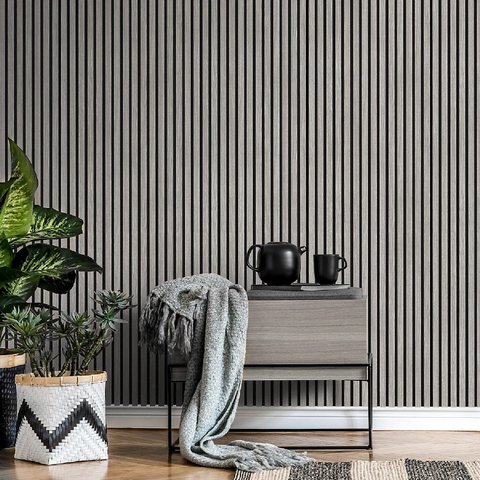 Painel Ripado Interno Liso de Poliestireno 290cm x 14cm 0,10cm Espessura Formaco Decor Cinza