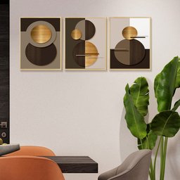 Kit 3 Quadros Decoração Ambiente Escritório Formas Geométricas - 2