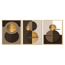 Kit 3 Quadros Decoração Ambiente Escritório Formas Geométricas - 4
