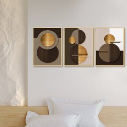 Kit 3 Quadros Decoração Ambiente Escritório Formas Geométricas - 3