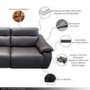 Ver imagem 3 de Sofá Elétrico Sala de Estar Reclinável Concepción U076 224cm Modulado Botão Elétrico Couro Marrom G4