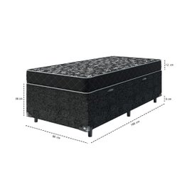 Cama Box Baú Solteiro + Colchão Espuma D20 - 56x88x188cm - E-shop Casa - Suede Preto - 4