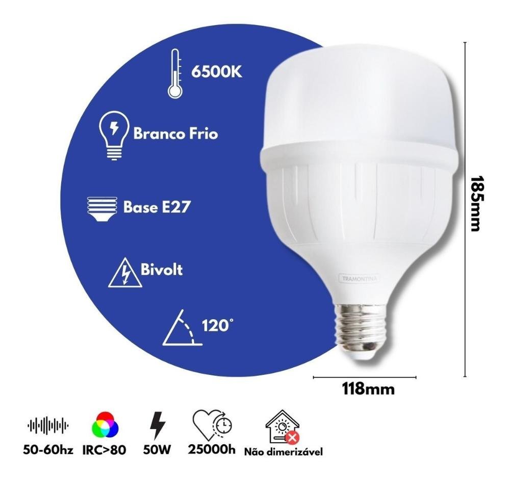 Lâmpada Led Bulbo 50W E27 6500K Bivolt Tramontina - 2