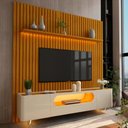 Ver imagem 1 de Rack com Painel para TV até 85 Polegadas Sole 2 Portas Ripado 100% MDF com Vidro Naturale/Off White 