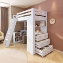 Ver mais imagens de Cama Alta Beliche Office Infantil Multifuncional com 6 Gavetas Micenas Yescasa Branco