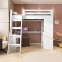 Ver imagem 4 de Cama Alta Beliche Office Infantil Multifuncional com 6 Gavetas Micenas Yescasa Branco