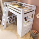 Ver imagem 7 de Cama Alta Beliche Office Infantil Multifuncional com 6 Gavetas Micenas Yescasa Branco