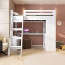Ver imagem 6 de Cama Alta Beliche Office Infantil Multifuncional com 6 Gavetas Micenas Yescasa Branco