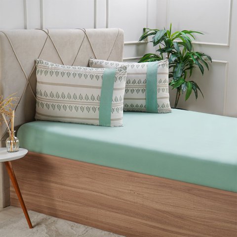 Jogo de Cama Queen Malha 3 Pçs Bella Cama New 158x198cm Verde