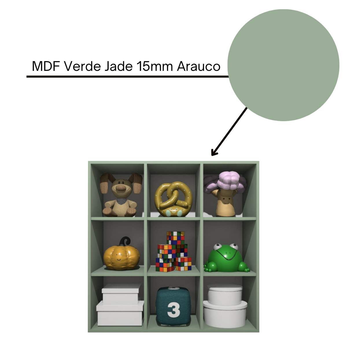 Estante Organizadora de Brinquedos 9 Nichos em Mdf Plancasa:verde Jade - 9
