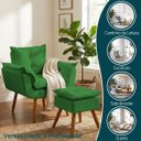 Ver imagem 5 de Kit Poltrona e Puff Alice Decorativa Confortável para Sala Recepção Manicure Quarto Tecido Suede