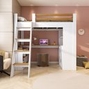 Ver imagem 5 de Cama Alta Beliche Office Infantil Multifuncional com 6 Gavetas Micenas Yescasa Branco/Freijó
